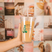 Glam Cactus Fiesta | Monogramm Bachelorette Acryltrinkbecher