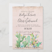 Glam Cactus Fiesta Wedding Einladung (Vorderseite)