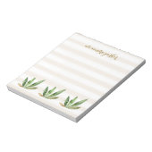 Glam Cactus | Neutrale Wüstenstreifen Notizblock (Rotiert)