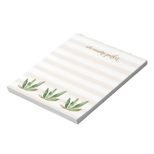 Glam Cactus | Neutrale Wüstenstreifen Notizblock (Rotiert)