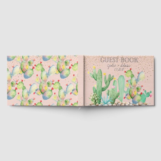 Glam Cactus Wedding Custom Guest Book Gästebuch (Voll)