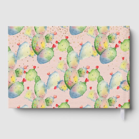 Glam Cactus Wedding Custom Guest Book Gästebuch (Rückseite)