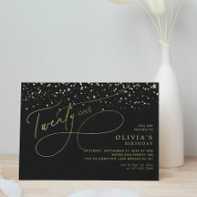 Glam Calligraphy Black Gold Confetti 21. Geburtsta