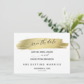 Glam Calligraphy Gold Stroke Save the Date (Stehend Vorderseite)