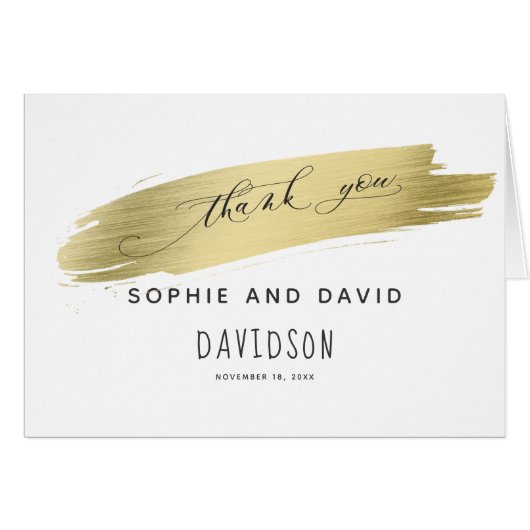 Glam Calligraphy Gold Stroke Vielen Dank (Vorderseite (Horizontal))