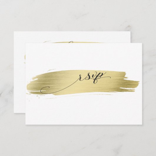 Glam Calligraphy Gold Stroke Wedding RSVP (Vorne/Hinten)
