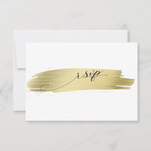 Glam Calligraphy Gold Stroke Wedding RSVP Karte (Vorderseite)