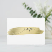 Glam Calligraphy Gold Stroke Wedding RSVP Karte (Stehend Vorderseite)