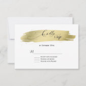 Glam Calligraphy Gold Stroke Wedding RSVP Karte (Rückseite)