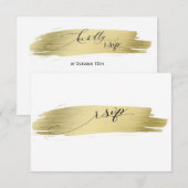 Glam Calligraphy Gold Stroke Wedding RSVP Karte (Vorne/Hinten)