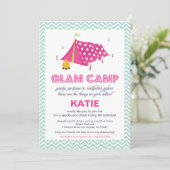 Glam Camp Makeover Girls Geburtstagseinladungskart Einladung (Stehend Vorderseite)