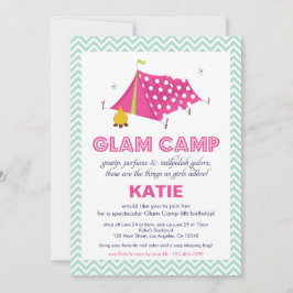 Glam Camp Makeover Girls Geburtstagseinladungskart Einladung