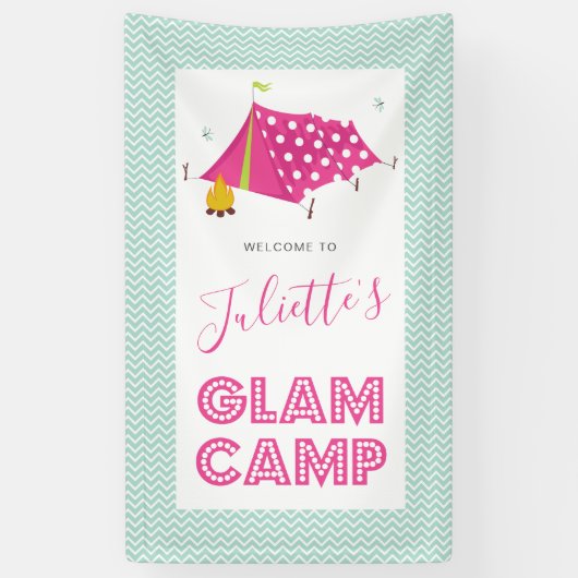 Glam Camp Makeover Wellness-Center Geburtstag Banner (Vertikal)