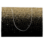 Glam Cascades Gold Glitzer Black Background Große Geschenktüte (Rückseite)