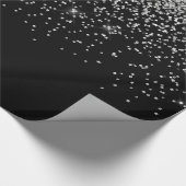Glam Cascades of Silver Glitzer Black Background Geschenkpapier (Ecke)