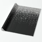 Glam Cascades of Silver Glitzer Black Background Geschenkpapier (Ungerollt)