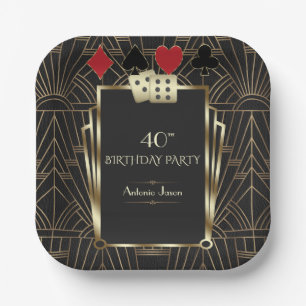 Glam Casino Great Gatsby 40. Poker Geburtstag Pappteller
