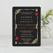 Glam Casino Las Vegas Perfect Pair Poker Wedding Einladung (Stehend Vorderseite)