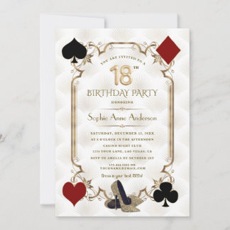 Glam Casino Nacht Gold Art Deco 18. Geburtstag Einladung