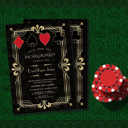 Glam Casino Royale Great Gatsby Bachelor Party Einladung