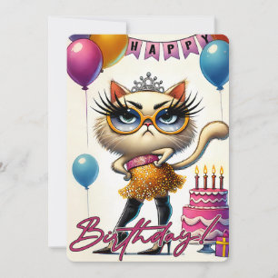 Glam-Cat-Birthday-Card Feiertagskarte