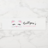 Glam Cat Birthday Party Wasserflaschenetikett (Einzelnes Label)