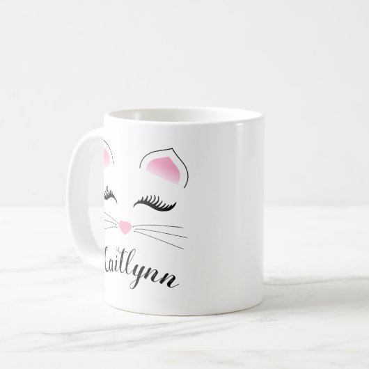 Glam Cat Face Kaffeetasse (Vorderseite Links)