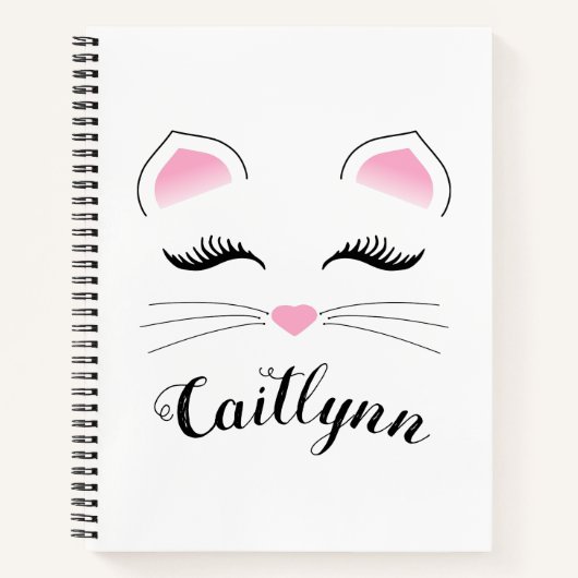 Glam Cat Face Notizbuch (Vorderseite)