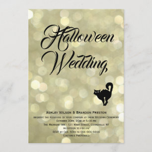 Glam Cat on Gold Halloween Einladung