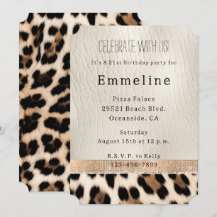 Glam Champagne Cream Leopard Einladung