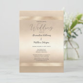 Glam Champagne Gold Glamour Luxury Wedding Einladung (Stehend Vorderseite)