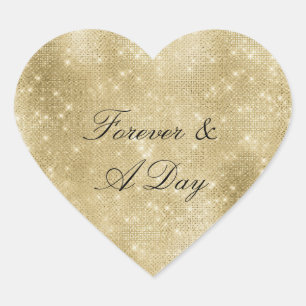 Glam Champagne Gold Glitzy Diamonds Herz-Aufkleber