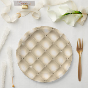 Glam Champagne Gold Glitzy Diamonds Pappteller