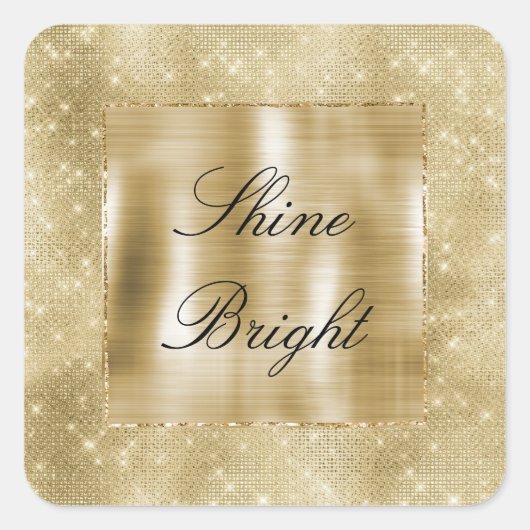 Glam Champagne Gold Glitzy Sparkle Quadratischer Aufkleber (Vorderseite)