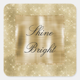 Glam Champagne Gold Glitzy Sparkle Quadratischer Aufkleber