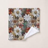 Glam Champagne Gold Red White Blume Badhandtuch Set (Waschlappen)