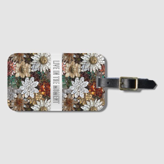 Glam Champagne Gold Red White Blume Gepäckanhänger (Vorderseite (Horizontal))