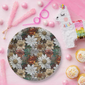 Glam Champagne Gold Red White Blume Pappteller (Party)