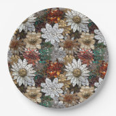 Glam Champagne Gold Red White Blume Pappteller (Vorderseite)