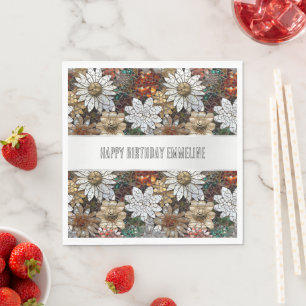 Glam Champagne Gold Red White Blume Serviette