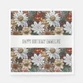 Glam Champagne Gold Red White Blume Serviette (Vorderseite)