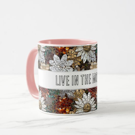 Glam Champagne Gold Red White Blume Tasse (Vorderseite Links)