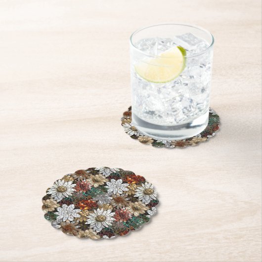 Glam Champagne Gold Red White Blume Untersetzer (Vor Ort)