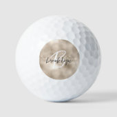 Glam Champagne Gold Script Monogram Golfball (Vorderseite)