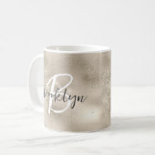 Glam Champagne Gold Trendiges Schriftmonogramm Kaffeetasse (Vorderseite Links)