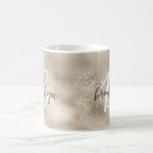 Glam Champagne Gold Trendy Script Monogram Kaffeetasse (Mittel)