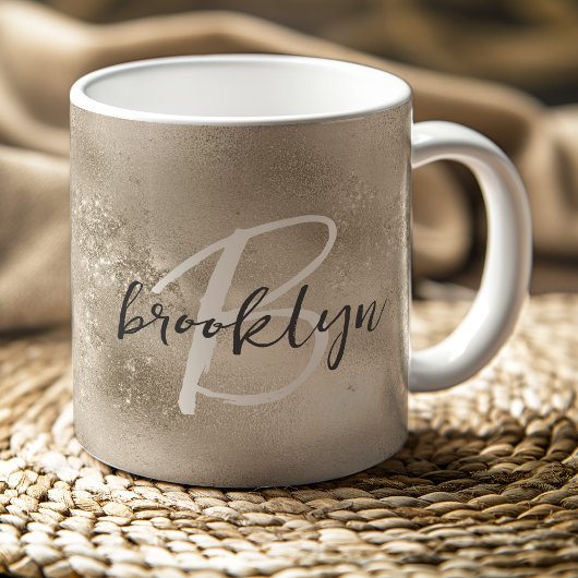 Glam Champagne Gold Trendy Script Monogram Kaffeetasse