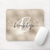 Glam Champagne Gold Trendy Script Monogram Mousepad (Mit Mouse)