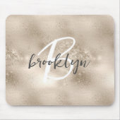 Glam Champagne Gold Trendy Script Monogram Mousepad (Vorne)