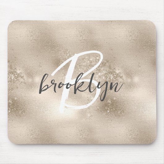 Glam Champagne Gold Trendy Script Monogram  Mousepad (Vorne)